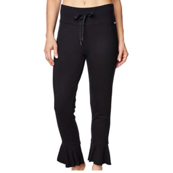 Betsey Johnson Black Ruffle Hem Women's Performance Pants - Picture 1 of 6